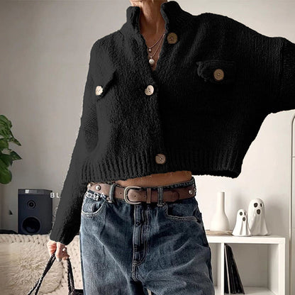 Women's Open-Front Knit Cardigan – Black, Gray & Apricot
