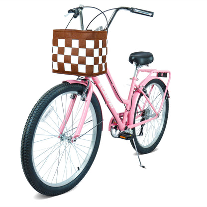26" City Commuter Bike | 7-Speed, Detachable Basket, Built-In Lock & Rear Rack