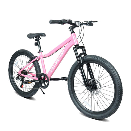 24" Youth Mountain Bike | 7-Speed, Front Disc Brake, Suspension & Alloy Rims