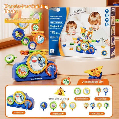 Children's Electric Building Blocks Variable Gear Rotating Assembly Puzzle Toy