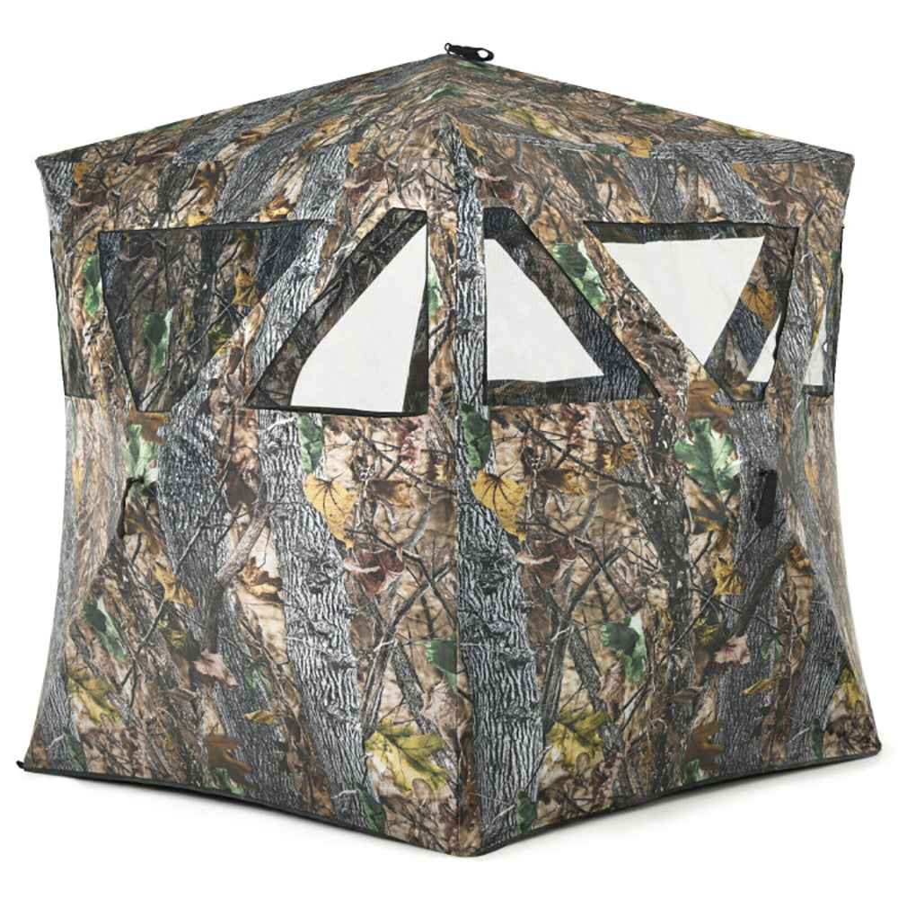 3-Person Pop-Up Ground Hunting Blind – Detachable Mesh Windows, Camo
