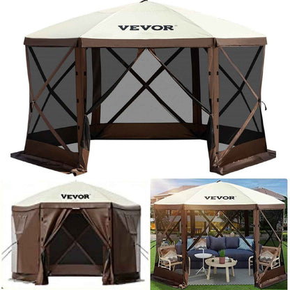 6-Sided Pop-Up Gazebo Screen Tent | Mesh Canopy Shelter for Camping & Backyard