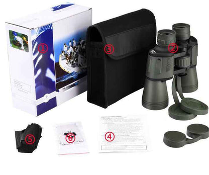 20x50 HD Binoculars – BAK4 Prism, FMC Green Film Coating, 168m/1000m Field of View