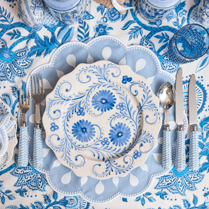 Blue Flowers Dinner & Starter Plates (Set of 8)