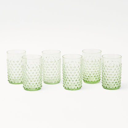 Emerald Hobnail Glasses (Set of 6)
