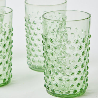 Emerald Hobnail Glasses (Set of 6)