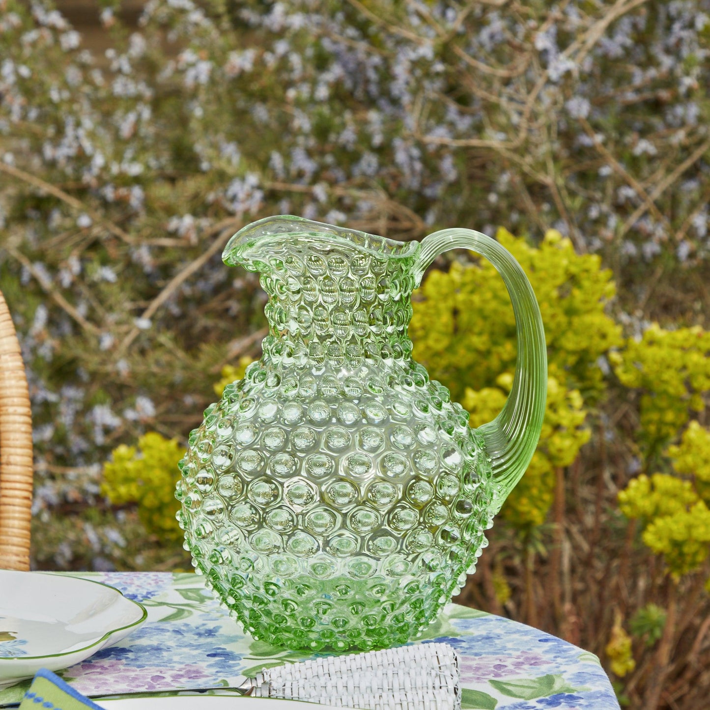 Emerald Hobnail Jug