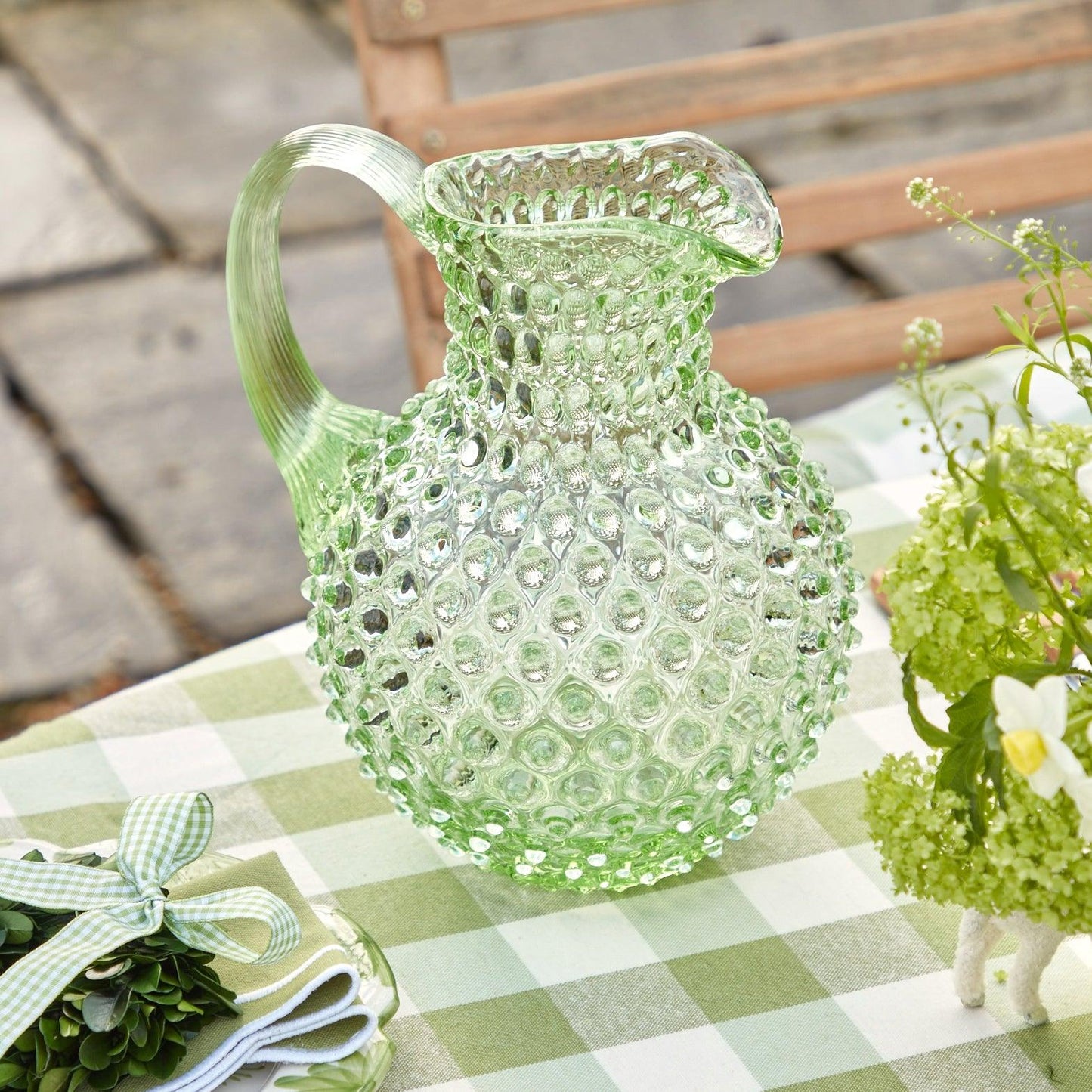 Emerald Hobnail Jug