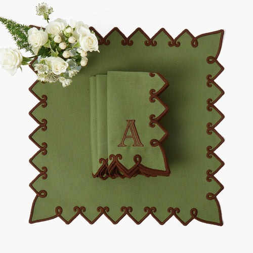 Forest Green & Brown Angelina Napkins (Set of 4)