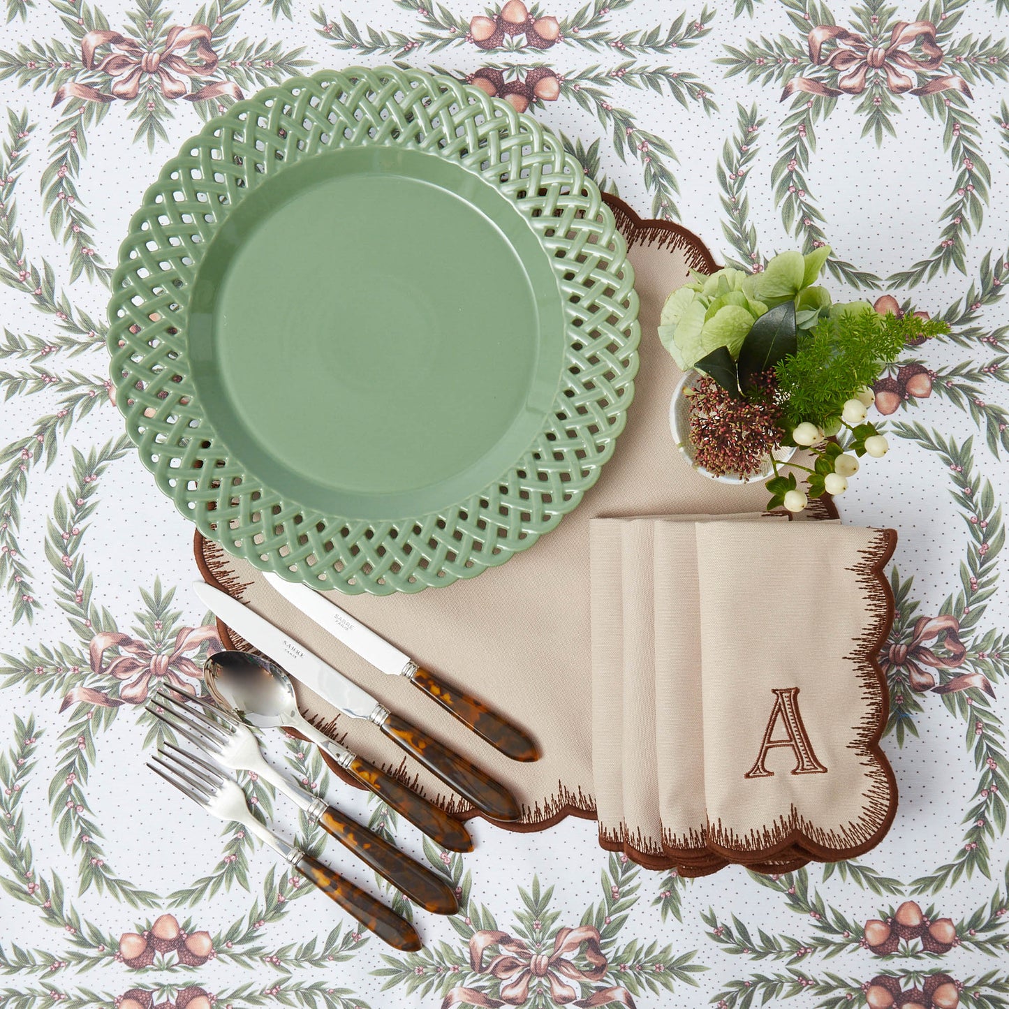 Taupe & Chocolate Isabella Placemats (Set of 4)