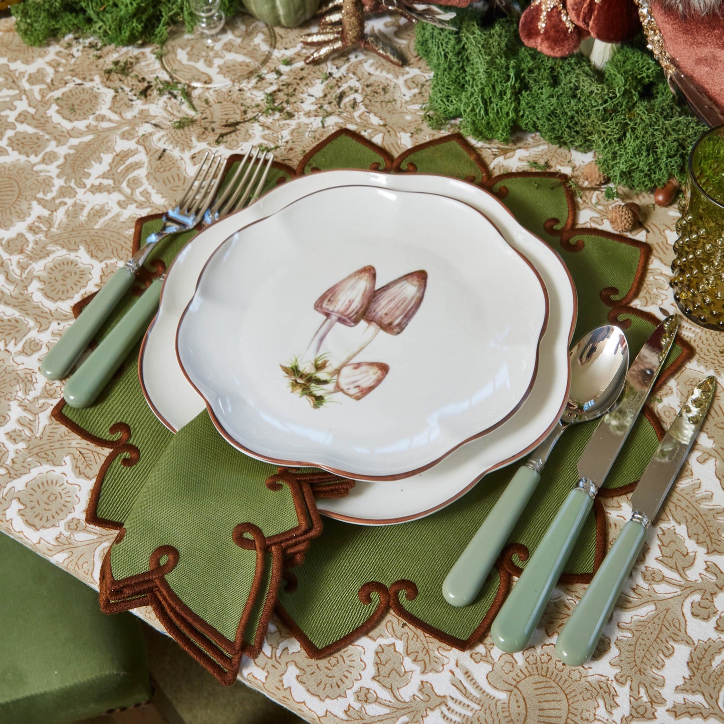 Forest Green & Brown Angelina Napkins (Set of 4)