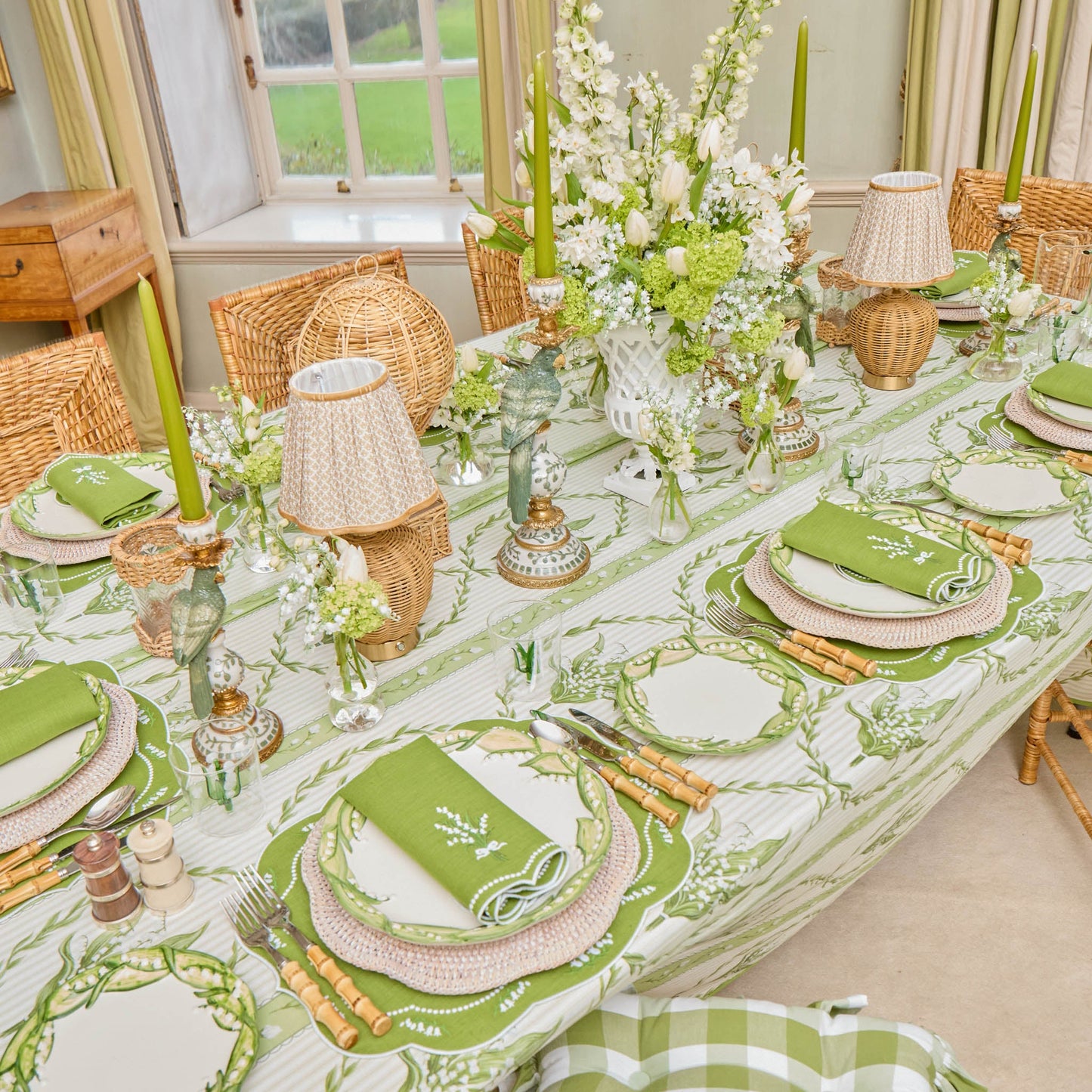 Green Lily of the Valley Eloise Linen Napkins (Set of 4)