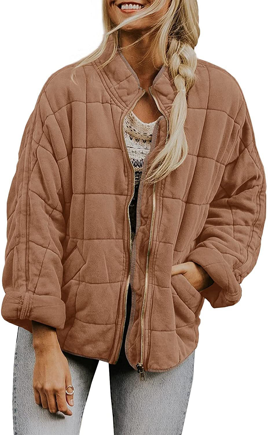 Women's Zip-Up Stand Collar Jacket – Casual Lightweight Jacket