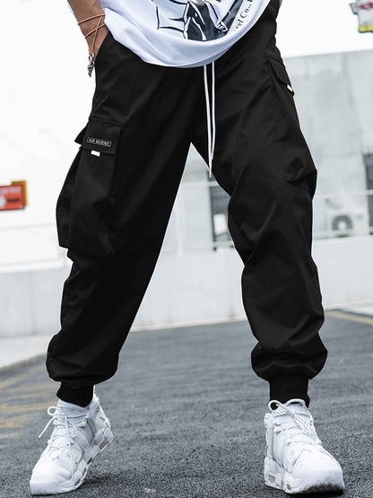 Men's Multi-Pocket Cargo Pants – Loose Fit, Drawstring, 7 Colors, S–3XL
