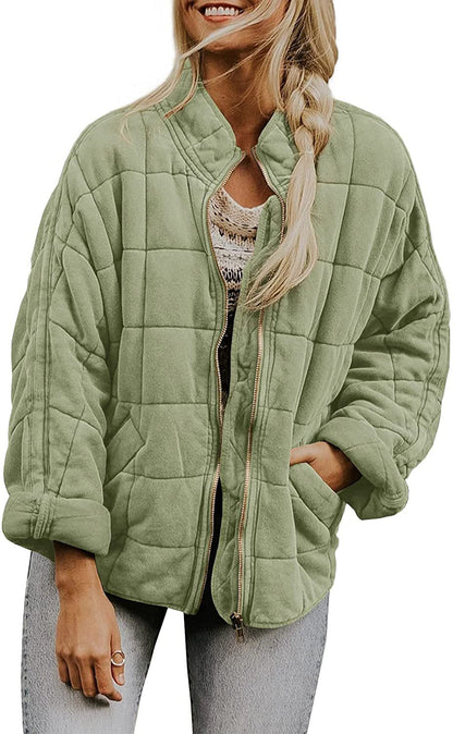 Women's Zip-Up Stand Collar Jacket – Casual Lightweight Jacket