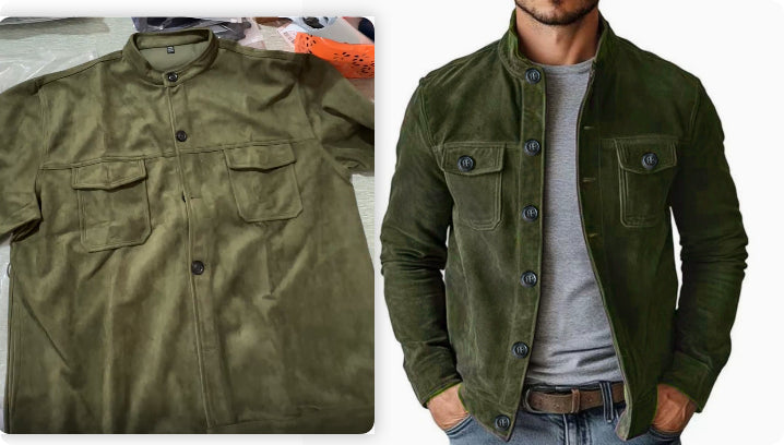Men's Slim-Fit Faux Suede Jacket – Vintage Casual Outerwear