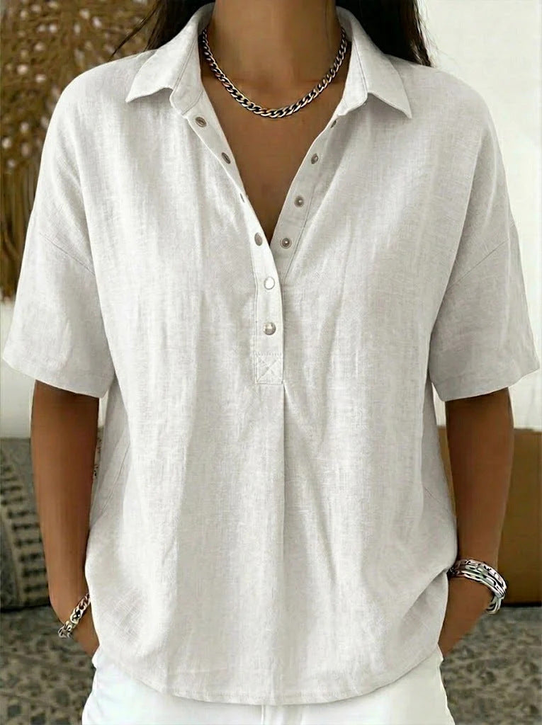 Women's Short-Sleeve Button Pullover Shirt