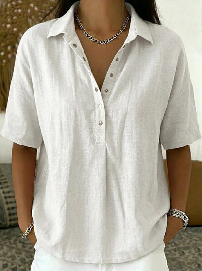 Women's Short-Sleeve Button Pullover Shirt