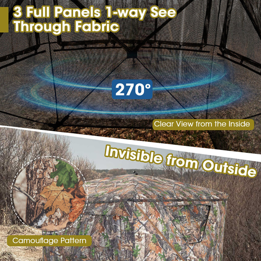 2-3 Person Pop-Up Hunting Blind – 270° View, Blackout Cloth, Storage Pocket