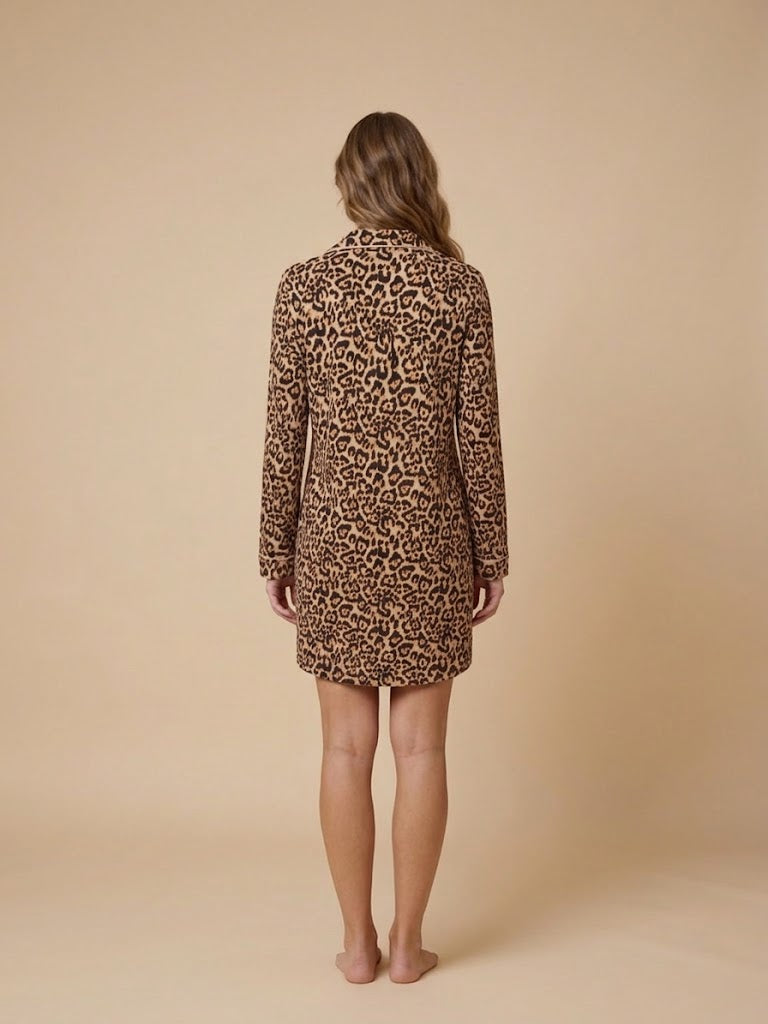 Johnny Was Leopard The Neena Long Sleeve Sleep  Shirt MS8325