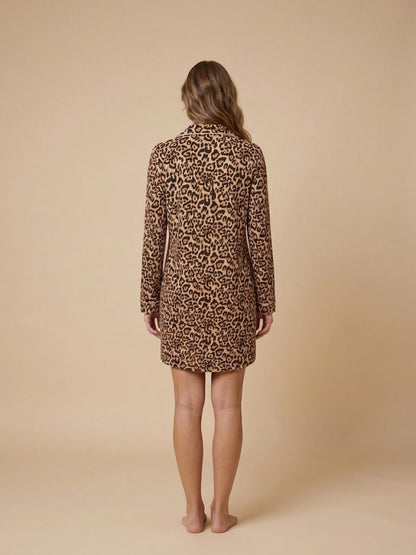 Johnny Was Leopard The Neena Long Sleeve Sleep  Shirt MS8325