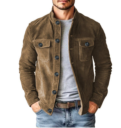 Men's Slim-Fit Faux Suede Jacket – Vintage Casual Outerwear