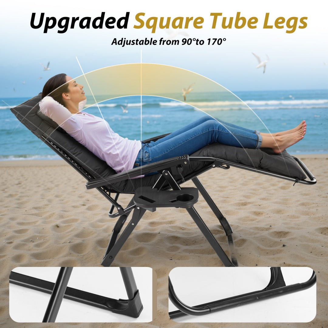 Zero Gravity Reclining Chair with Removable Cushion – Outdoor Lounge Chair