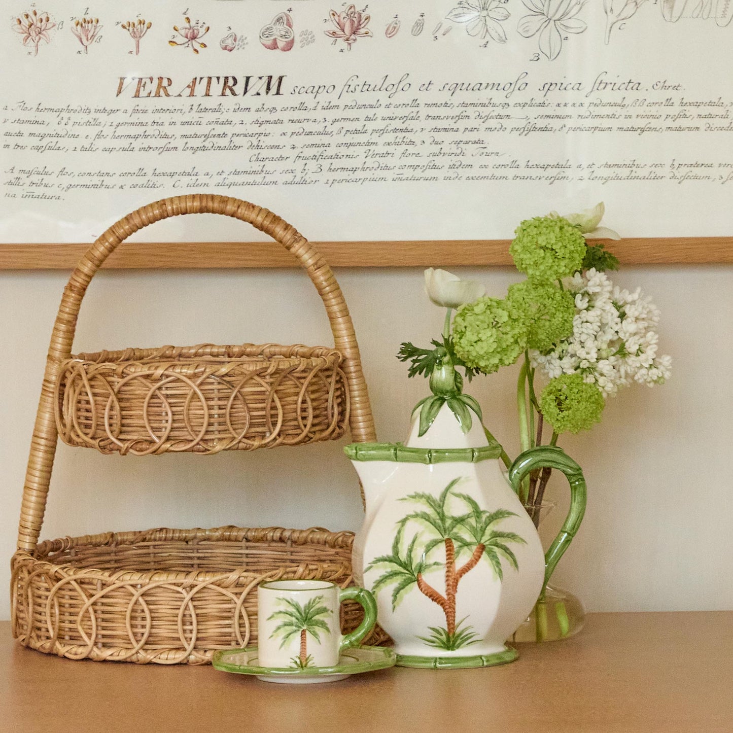 Small Rattan Two-Tiered Stand