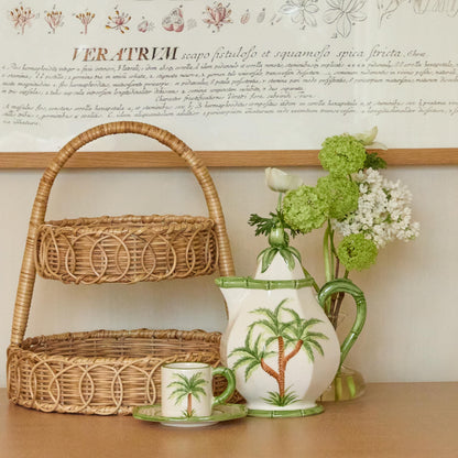 Small Rattan Two-Tiered Stand