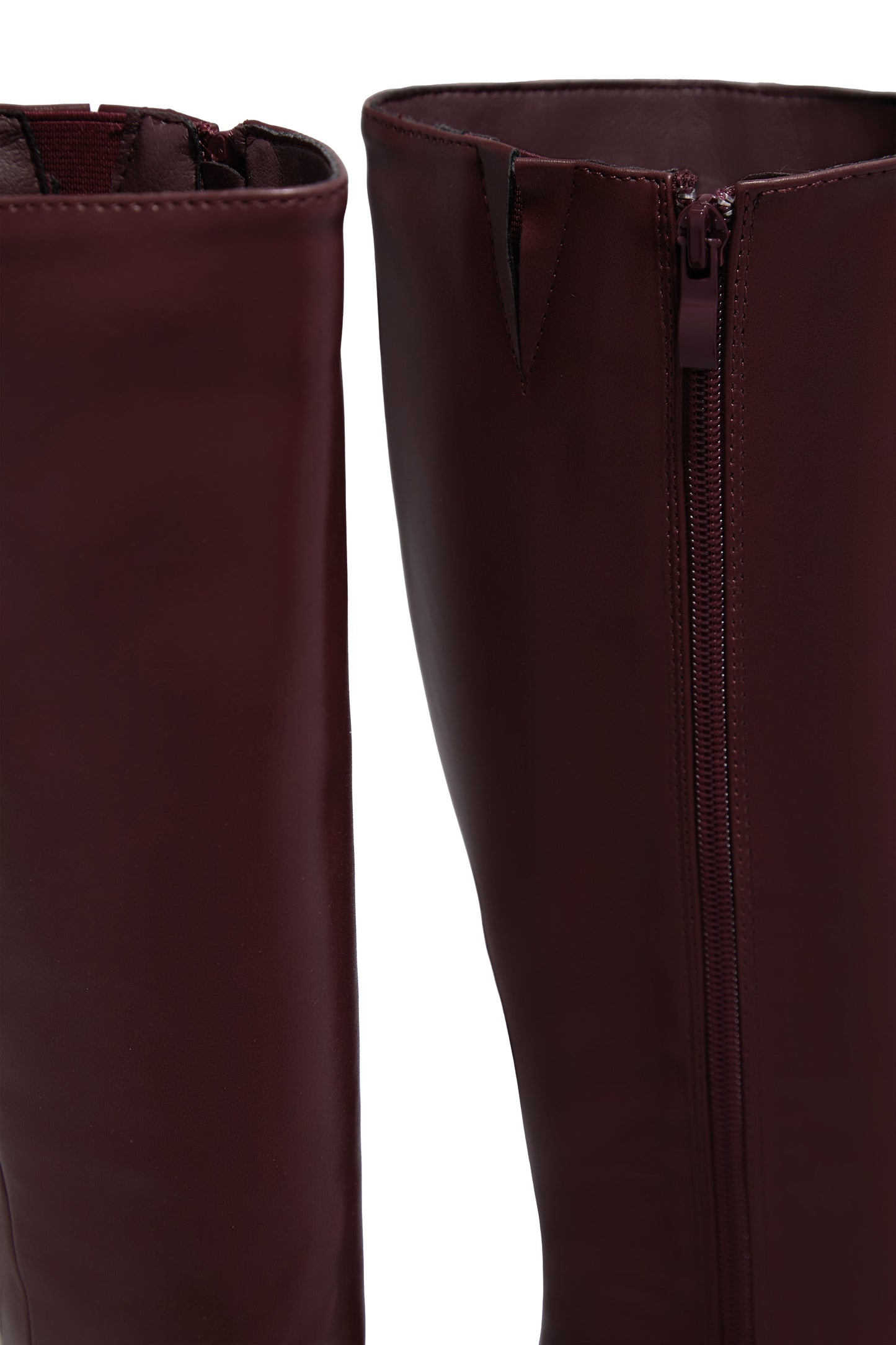 Fine Time Block Heel Knee High Boots - Wine