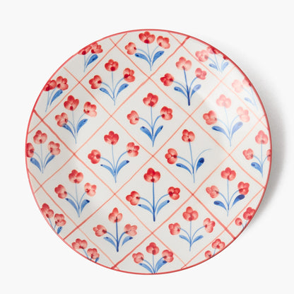 Blue & Red Floral Trellis Starter Plates (Set of 4)