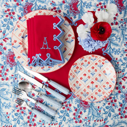 Blue & Red Floral Trellis Starter Plates (Set of 4)