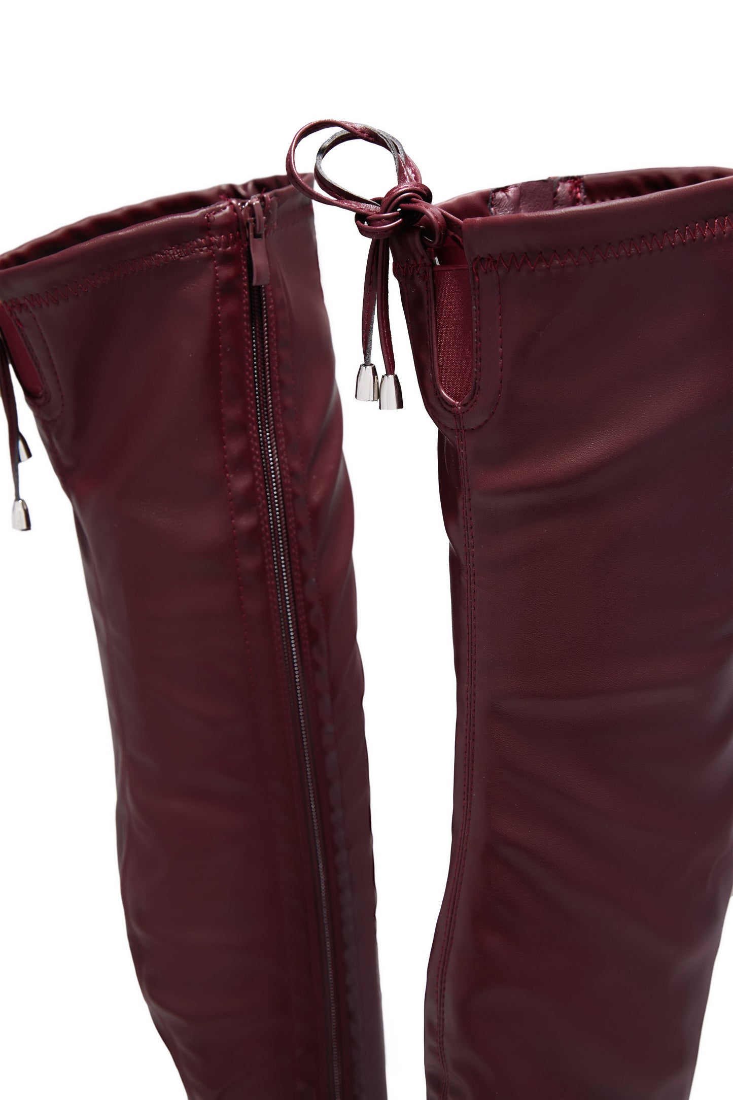 Gigi Over The Knee Heel Boots - Wine PU