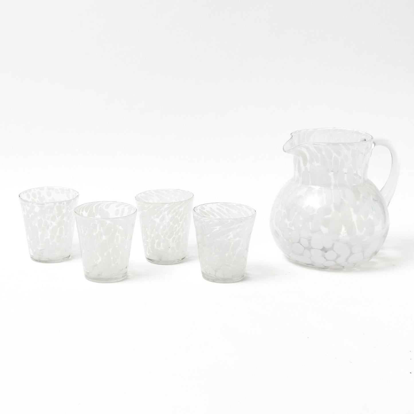 Dappled White Glasses & Jug Set