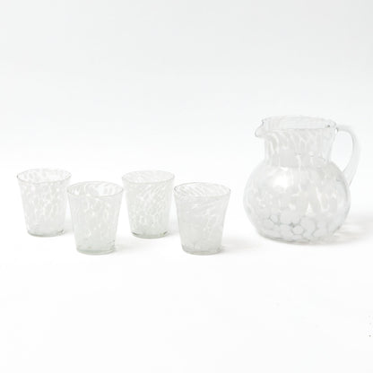 Dappled White Glasses & Jug Set
