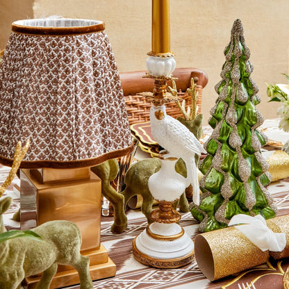 Square Rechargeable Lamp with Chocolate Lotus Shade (18cm)