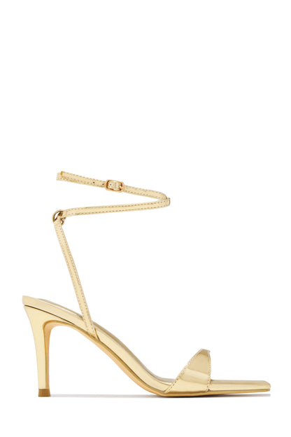 Viana Ankle Strap Mid Heels - Gold