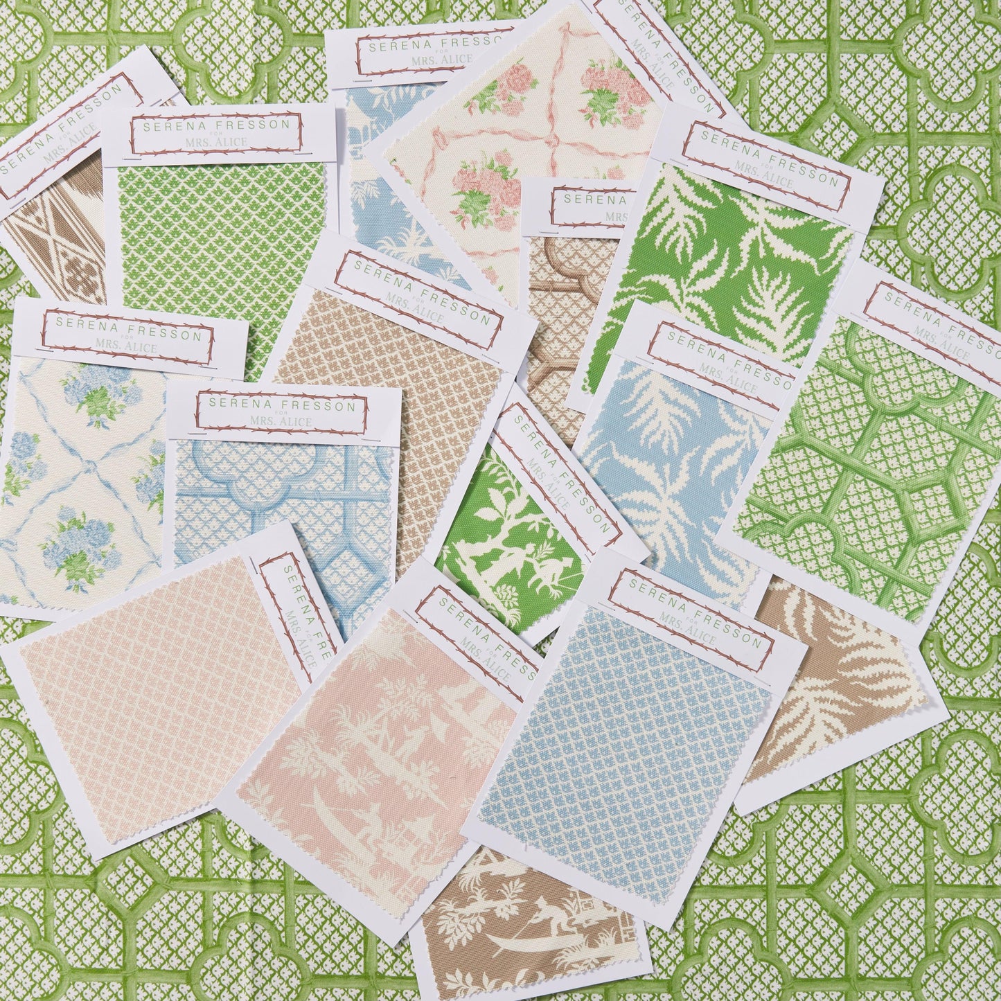 Green Bamboo Trellis Fabric