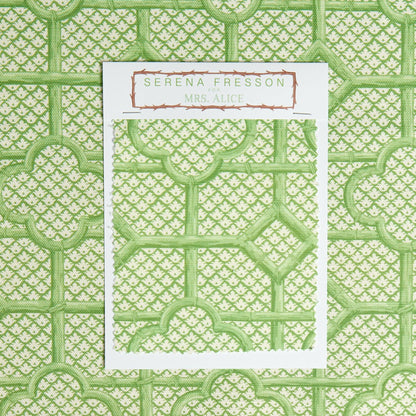 Green Bamboo Trellis Fabric