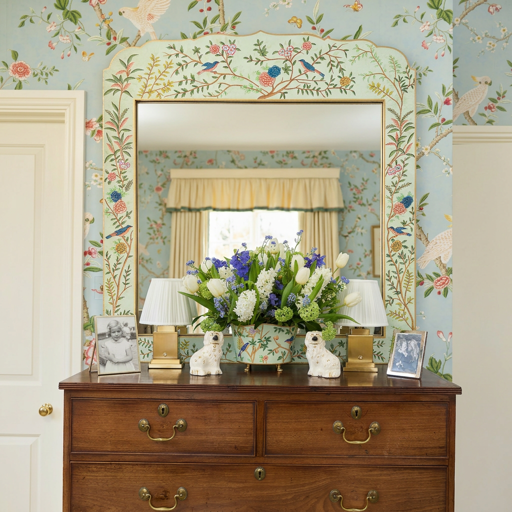 Green Large Chinoiserie Mirror
