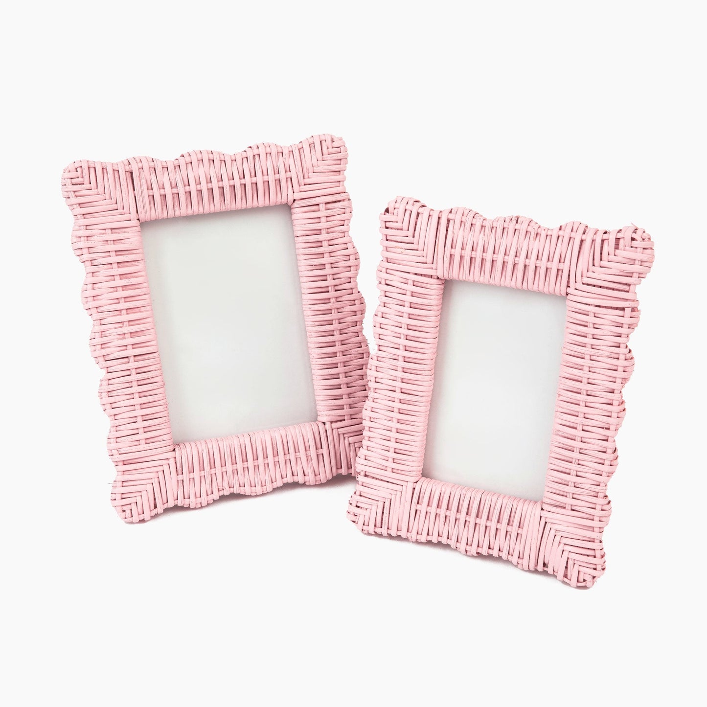 Pink Wicker Photo Frames (Set of 2)