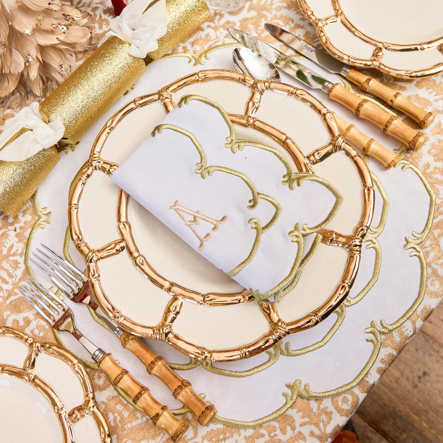 Gold Petal Bamboo Ceramic Starter Plate