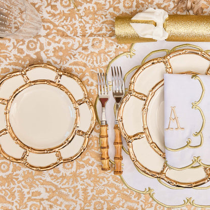 Gold Petal Bamboo Ceramic Starter Plate