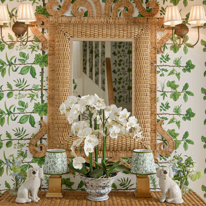 Small Square Rechargeable Lamp with Green Floral Shade (18cm)