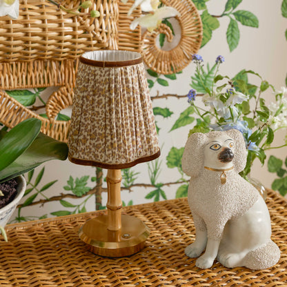 Bamboo Short Rechargeable Lamp with Natural Leopard Shade (14cm)