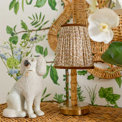 Bamboo Short Rechargeable Lamp with Natural Leopard Shade (14cm)