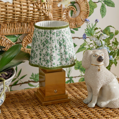 Small Square Rechargeable Lamp with Green Floral Shade (18cm)