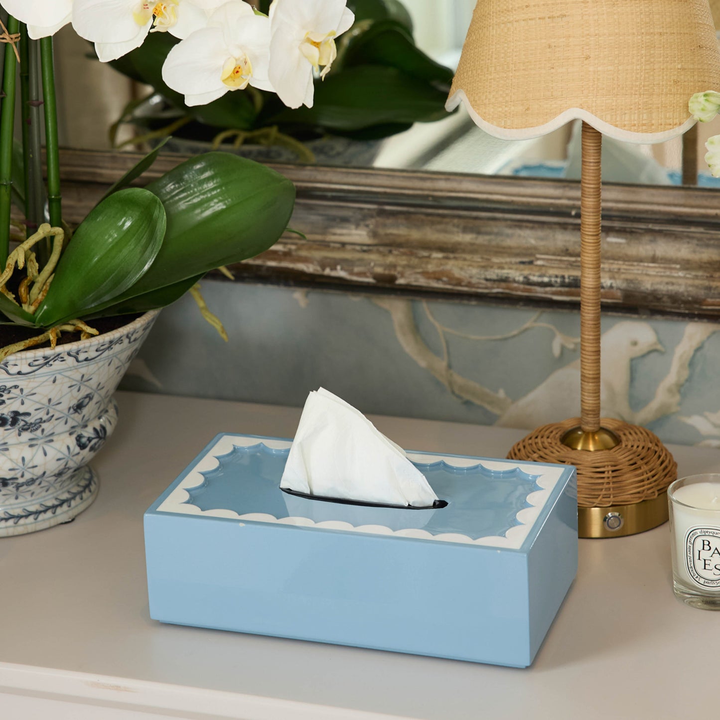 Blue Lacquer Rectangle Tissue Box