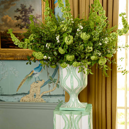 Green Floral Ikat Urn