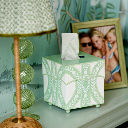 Green Floral Ikat Tissue Box